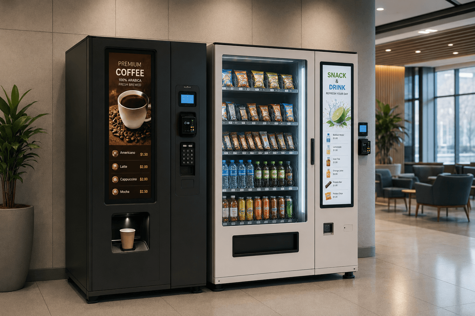 Custom LCD display integrated into a smart vending machine